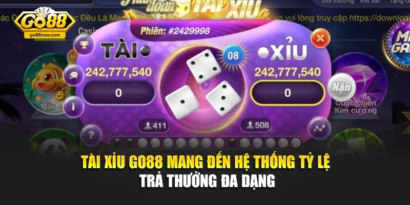 Tài Xỉu Go88 mang đến hệ thống tỷ lệ trả thưởng đa dạng